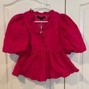 Endless Rose XS Puff Sleeve Hot Pink Shirt